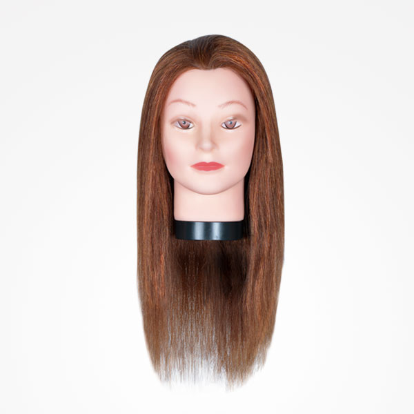 CABEZA MANIQUI 100% CABELLO HUMANO 45CM COLOR CASTAÑO