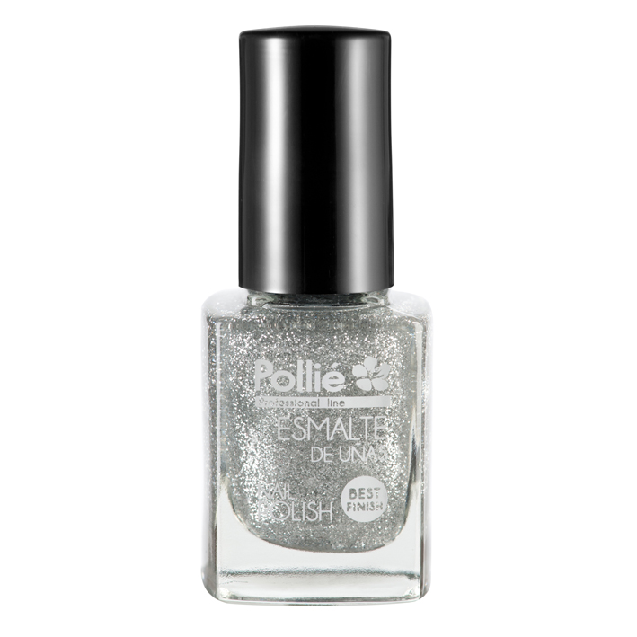 POLLIE ESMALTE UÑAS purpurina plata 12ml