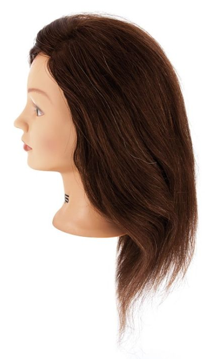 CABEZA MANIQUI 100% CABELLO HUMANO 35CM COLOR CASTAÑO